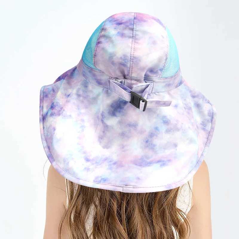 Kids Bucket Hat Summer Quick-dry Baby Sun Hat Big Brim Neck Protector Children Panama Cap for Girls Boys Beach Travel 6M-5YT250305