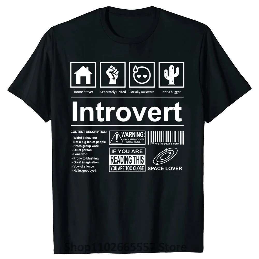 Introvert Logo T-shirt Funny Quotes Humor Introvers Joke Summer T-Shirts Cotton Streetwear Humor Quotes Christmas Gifts T-Shirt