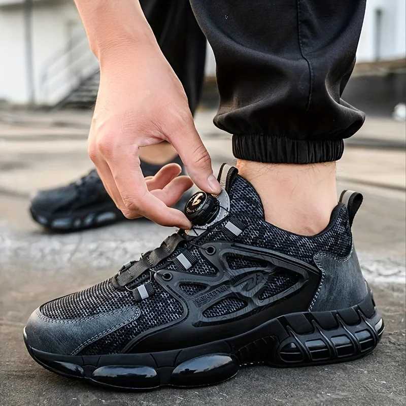 Rotating Button Safety Shoes Men Steel Toe Sneaker Air Cushion Work Shoes Man Puncture Proof Work Safety Boots Protective Shoes Y250304