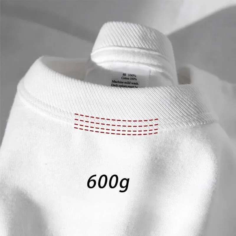 600 grams 100% cotton men oversized heavy t-shirt summer women short-sleeved high casual men t-shirts