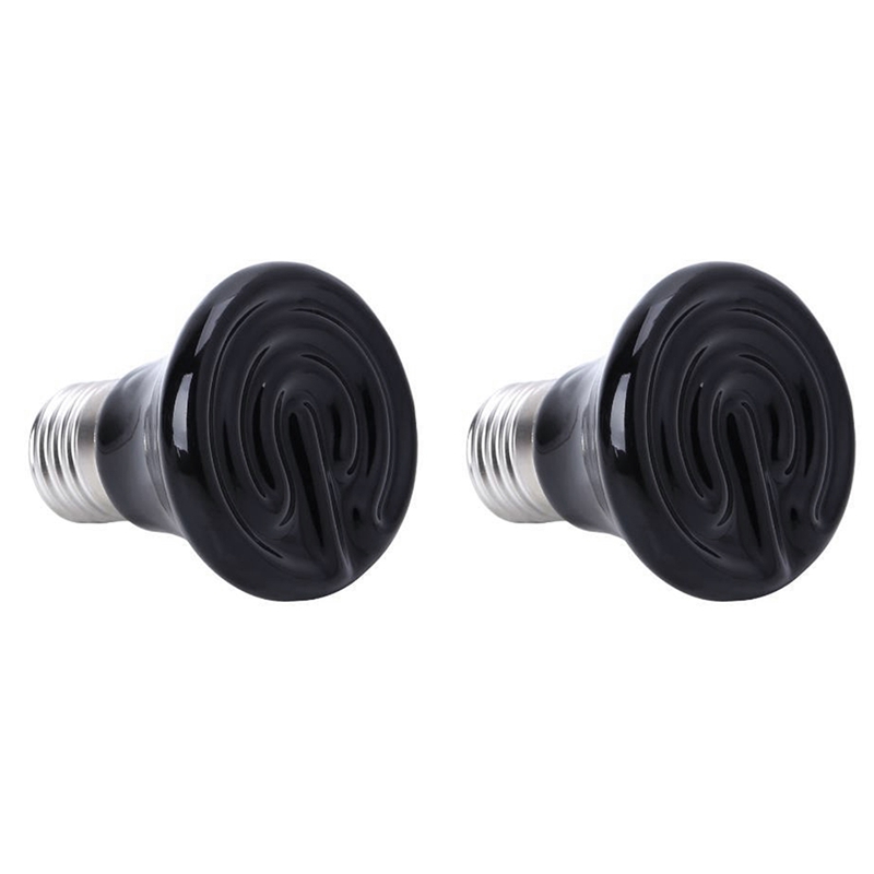 2X Hot 50W E27 Pet Heating Lamp Black Infrared Ceramic Emitter Heat Light Bulb Pet Brooder Reptile Lamp 220-230V