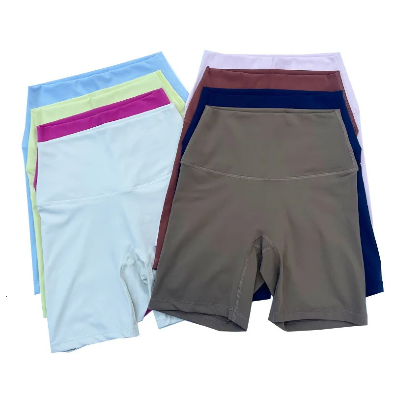 Solid Color High Waist Yoga Fitness Shorts Leggings Gym Womens Sports Running Exercise Bike Boxers Rear Belt Pocket Soft 250224