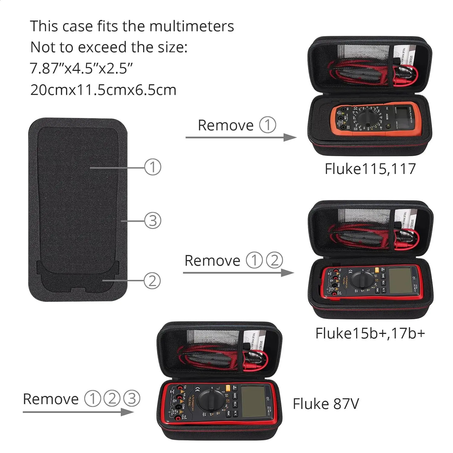 Ship from US Multi functional portable digital multifunction storage bag suitable for Fluke 101115116 and other DIY foam magnetic 250305FBB