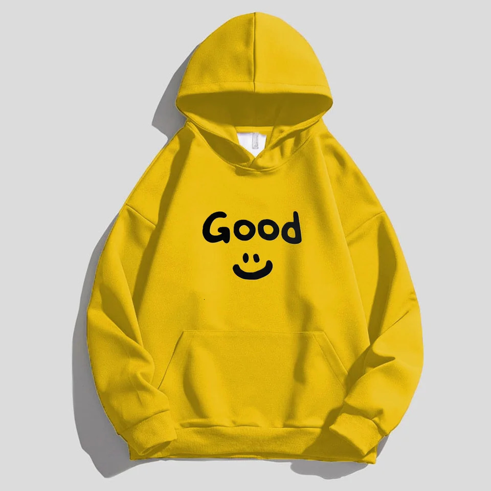 320 Of Grams Heavy Cotton Good Smiling Face Printed Vintage Hoodie Oversized Hip Hop Mens Womens Tops 250304