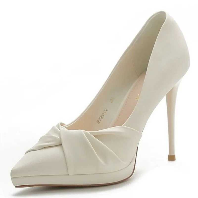 Wens Slim Heel Shoes Spring New Pointed Shallow Mouth Thick Sole Anti-slip Wear-resistant High H Y250304
