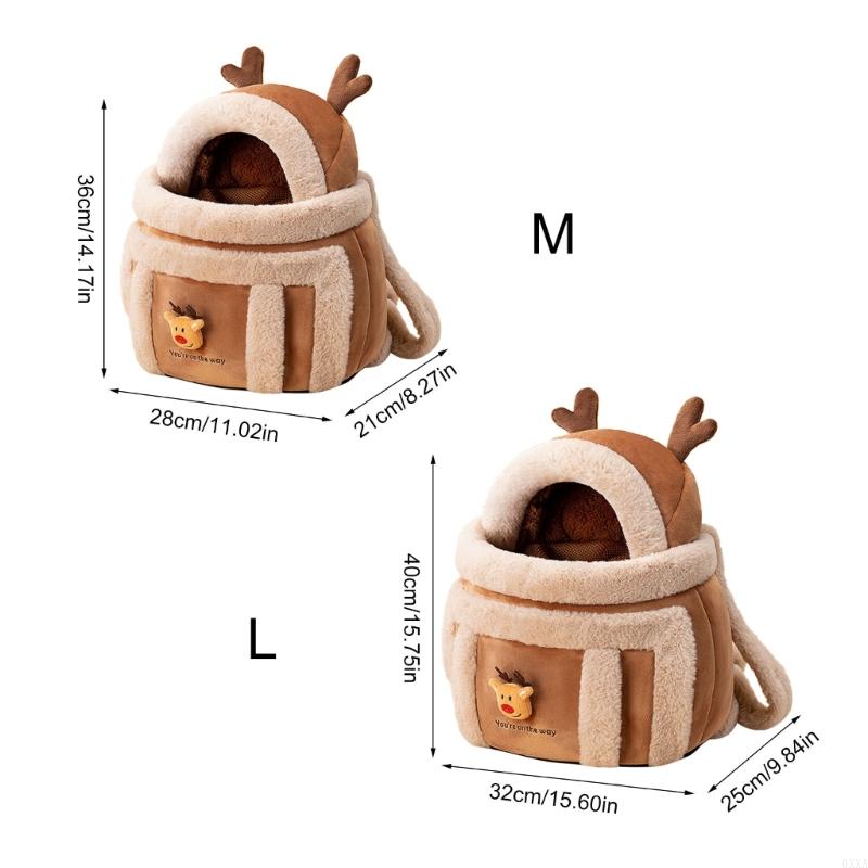 0XXA Winter Pet Cage Plush Warm for Kitten Dogs Windproof Backpack