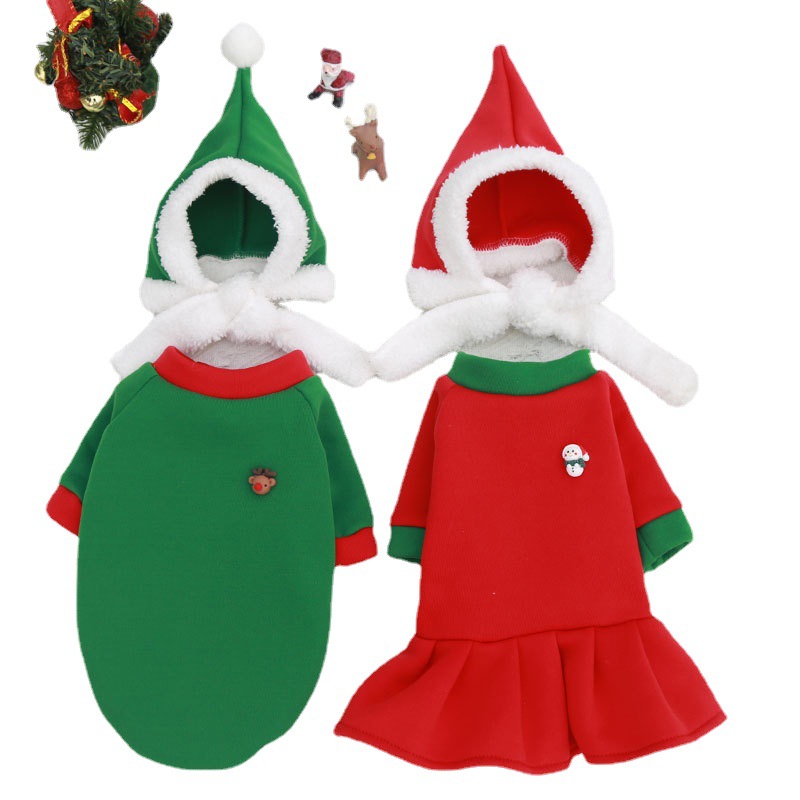 Winter - Spring Snug and Adorable New Year Pet Garments with Caps: Pair - style Sets for Chihuahuas, Pugs, Dogs and Cats