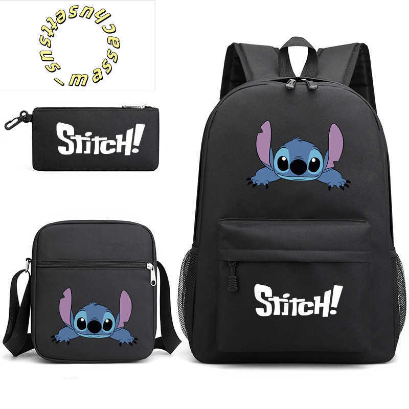 Backpacks Stitch Cartoon Peripheral Printed Schoolbag Three Piece Stitch Pencil Bag One Shoulder Bag Backpack Y250305CERO