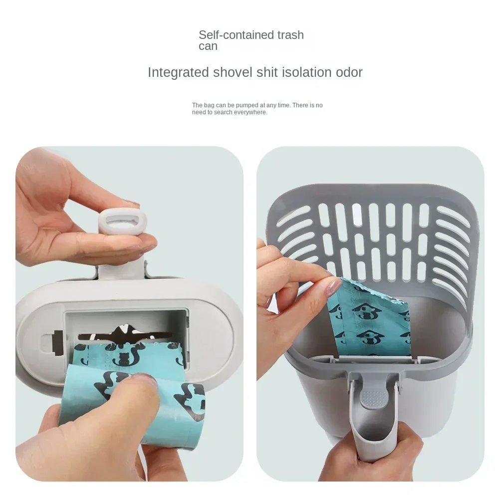 Widen Cat Litter Shovel Self-cleaning Scoop with Refill Bags Large Kitty Litter Box Garbage Picker Waste Bin System Pet Supplies