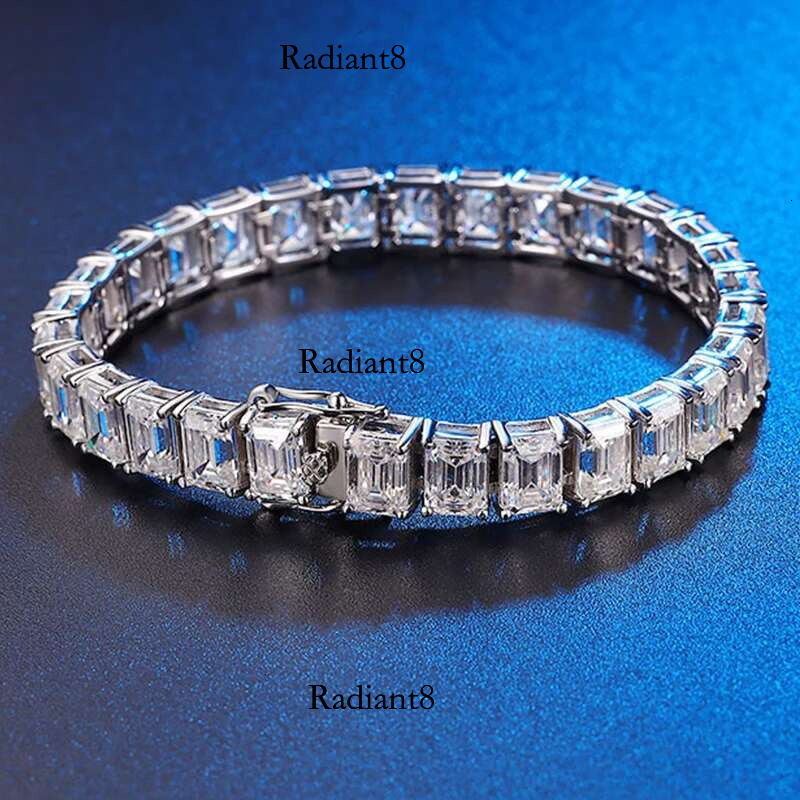 Smyoue 1ct 5*7mm Emerald Cut Moissanite Tennis Bracelet for Women Men Original Sterg Sier Chain Party Bangles Wholesale