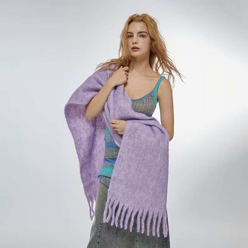 K046 Homemade 18-color wool blended quilted scarf for women winter solid color all-match cold-proof shawl student scarf