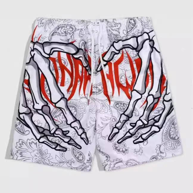 Mens summer skeleton handpainted elements quick drying shorts fashion sports breathable trend comfortable quats 250304