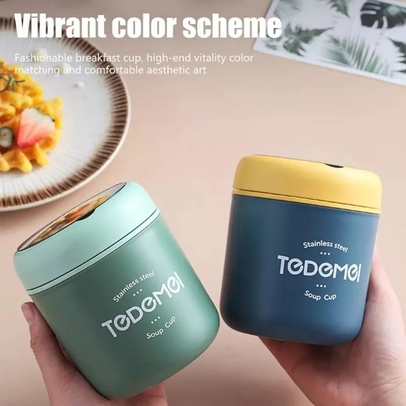 510ml stainless steel lunch box with spoon food container vacuum cup insulated lunch box rens school soup cup 250227