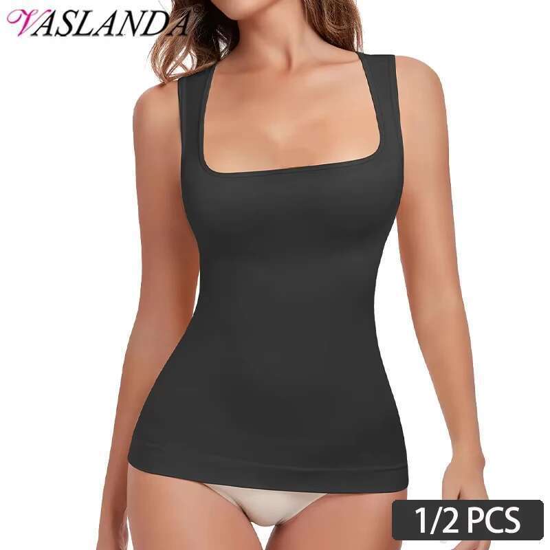 PCS 1/2 Shapewear Tummy Control Tank Top Compression Tanks For Women Square Neck Seamless Body Shaper Camisole Cami Tops KLMY