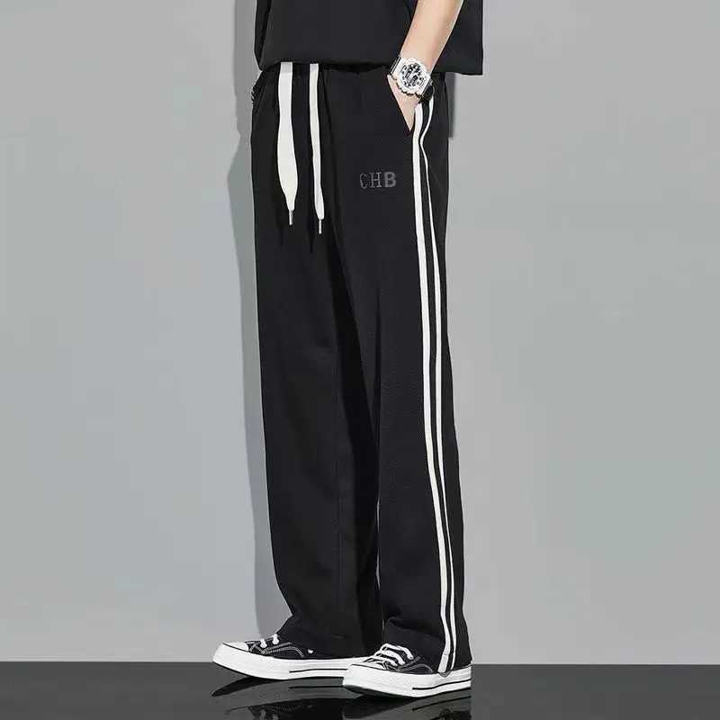 Flce Thick Warm Straight Casual Pants Men Autumn Winter New Patchwork Striped Drawstring Waist Loose Versatile Sports Trousers X250305