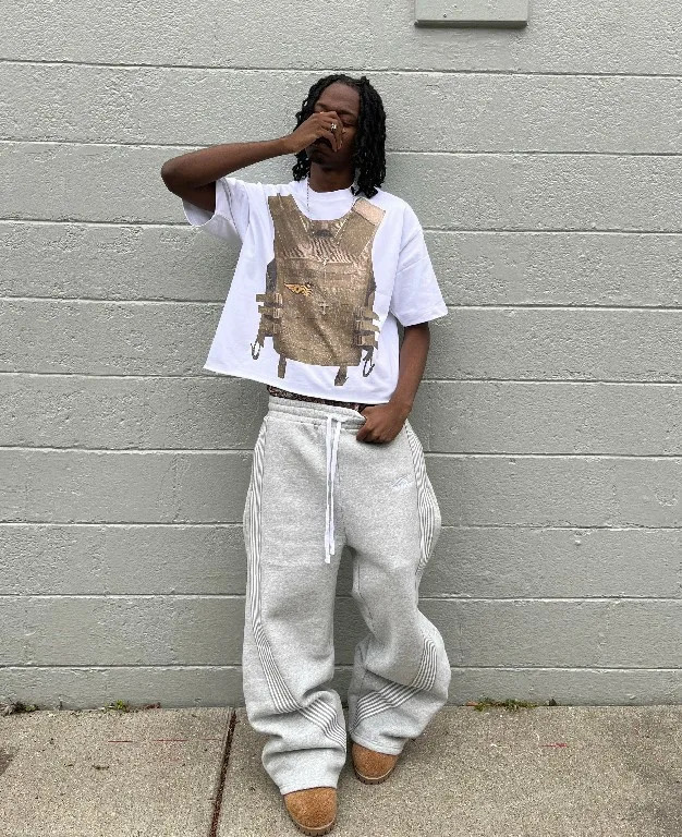 Streetwear Sweatpants Y2K Pants Harajuku Gothic Hip Hop Stripes Embroidery Baggy Casual Pants Womens Elastic Waist Jogging Pants 250304