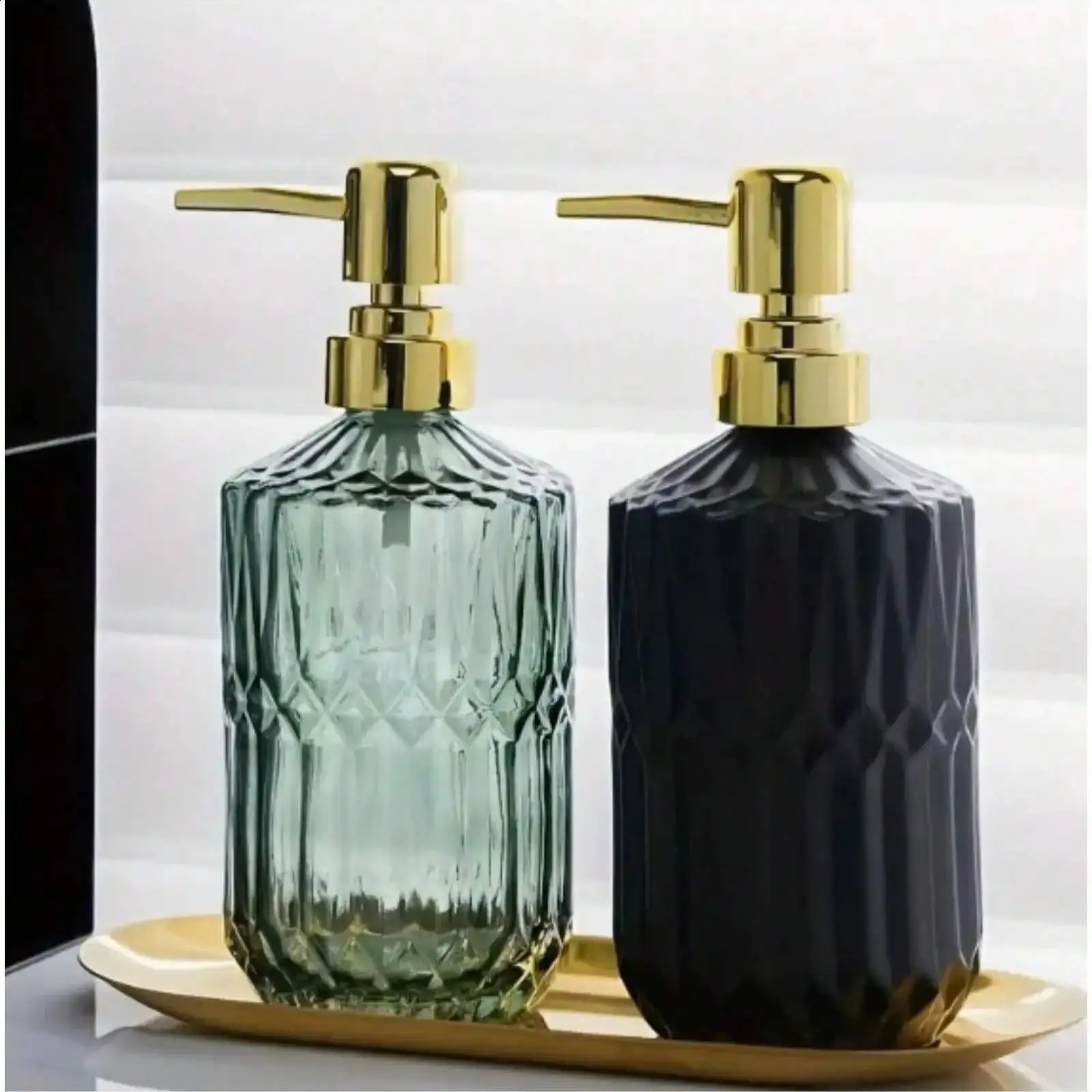 One 13.32oz glass soap dispenser can refill the pump bottle for liquid soap shower gel hand soap and household bathroom accessories 250227