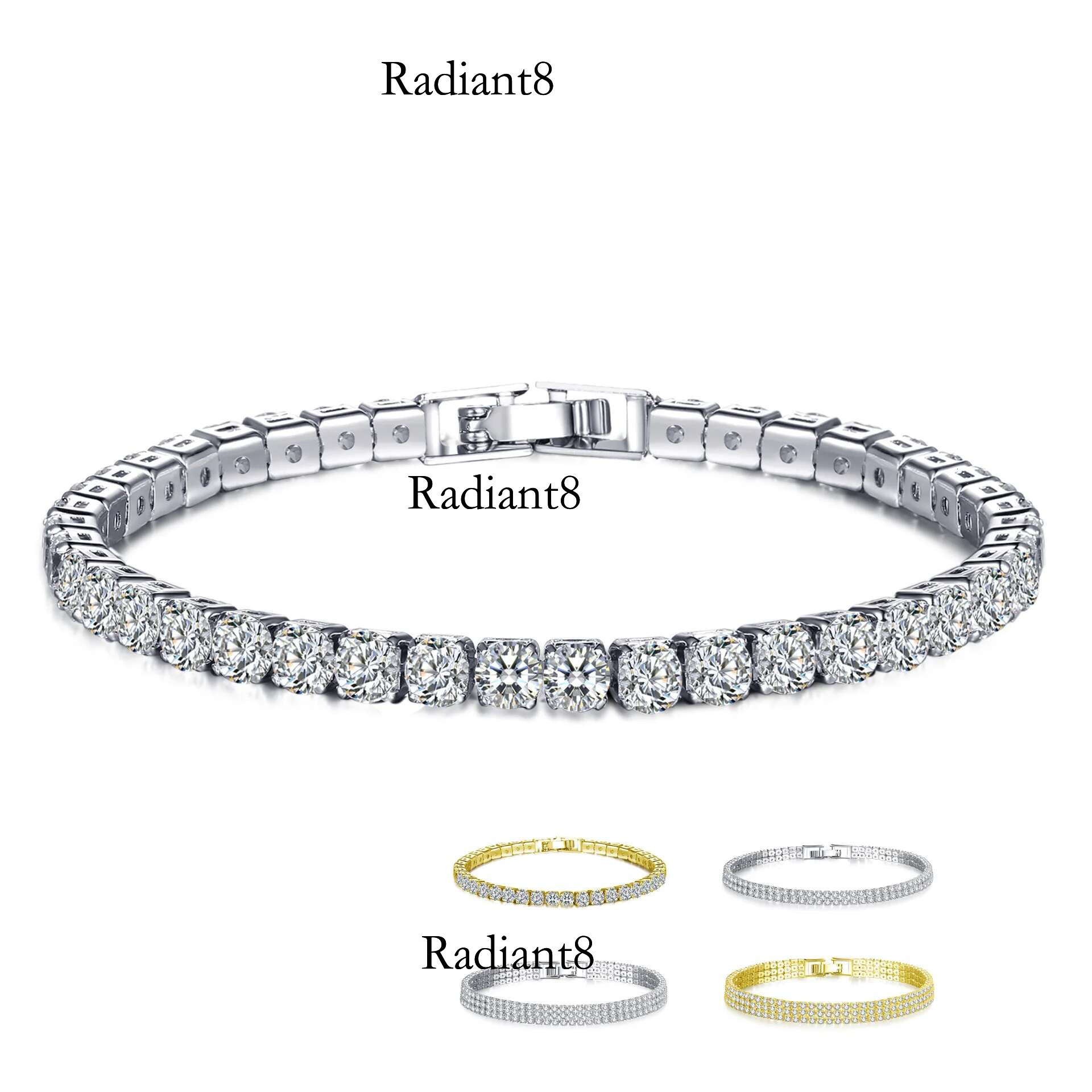 19CM Charm Sapphire Emerald Gemstone Tennis Jewelry Women's Fashion Bracelet Party Gift