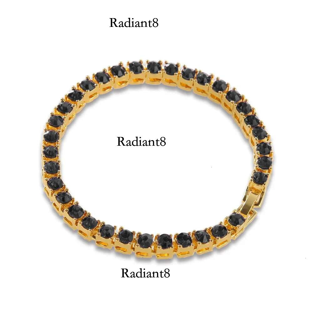 Hip Hop Bg Cubic Zirconia Bracelet Tennis Bracelets Iced Out Women Men 1 Row 5mm k Chain Jewelry Gold Color Black