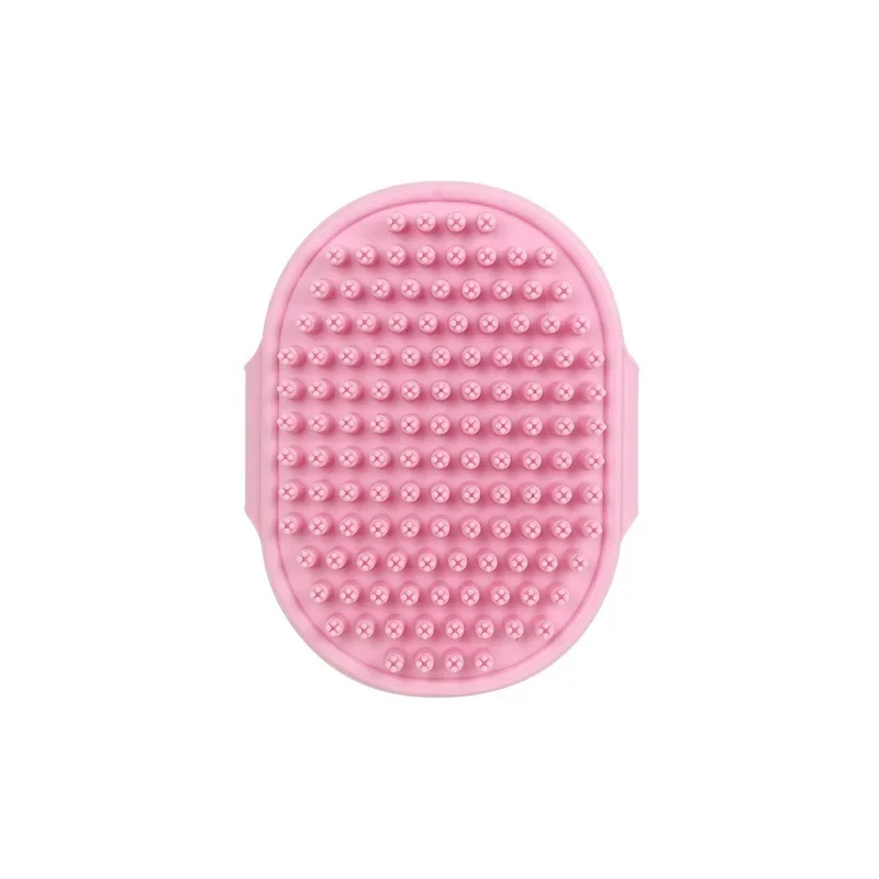 Dog Bath Brush Dog Grooming Shedding Soothing Massage Rubber Bristles Curry Comb with Adjustable Ring Handle for Pet Dogs& Cats