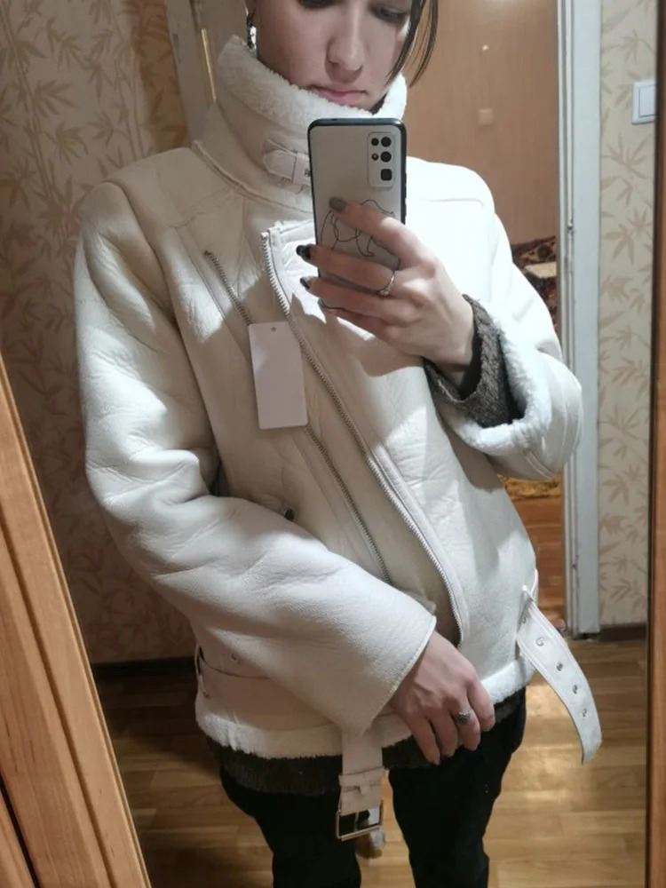 Ailegogo Winter Coat Thickness Faux Leather Fur Sheepskin Female Jacket Outwear Womens 250226