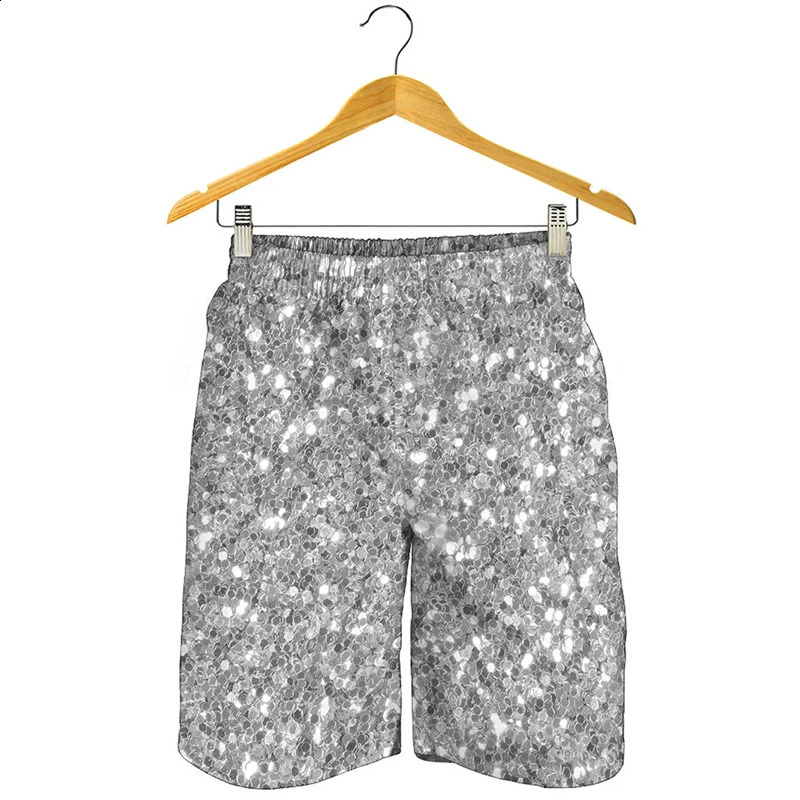 3d Printed Shiny Highlights Shorts For Men Women Party Stage Clothes Short Pants Gradient Color Dot Love Shape Trousers 250305