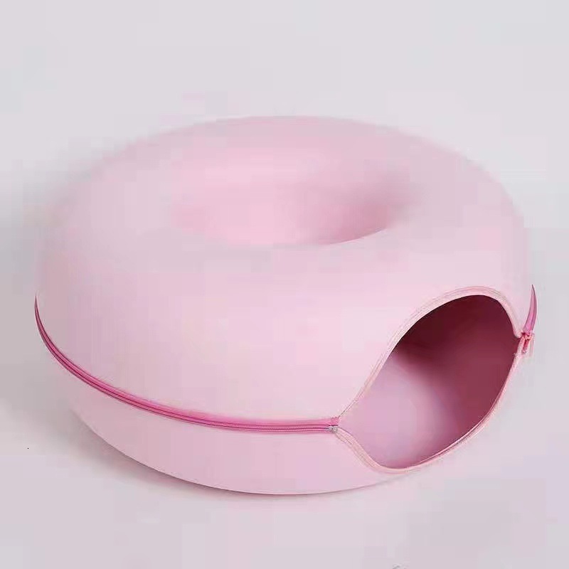 2025 Toys Cat Nest Donut Tunnel Bed Pets House Natural Felt Pet Cave Round Wool for Small Dogs Interactive Play Toycat (Upgraded version thicker + Cat