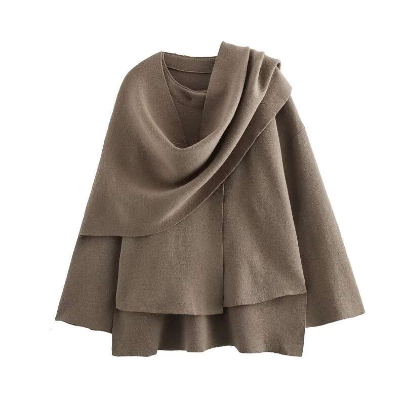 TRAF 2024 Plush Winter Coats Asymmetric Scarf Demi-Season For Women Parkas Long Sleeve Padded Coat Woman Jacket