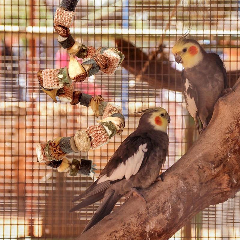 2025 new Wooden Log Blocks Bird Chewing atoo atiel Foraging Climbing Ladders Parrot Shredding Toys For