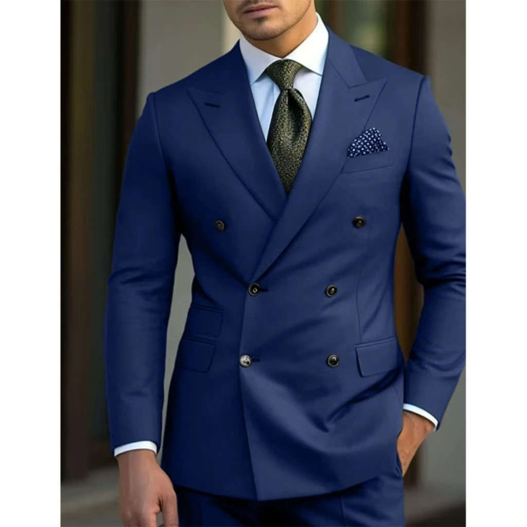 Mens Suits Classic Slim Fit 2 Piece Blazer and Pants Double Breasted Lapel Men Wedding Suit Tuxedo for Prom Party 250224