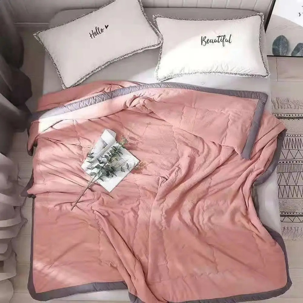 Double Sided Cooling Blanket Cold Effect Breathable Conditioning Quilt Spring Summer Solid Color Cooler Quilt 250304