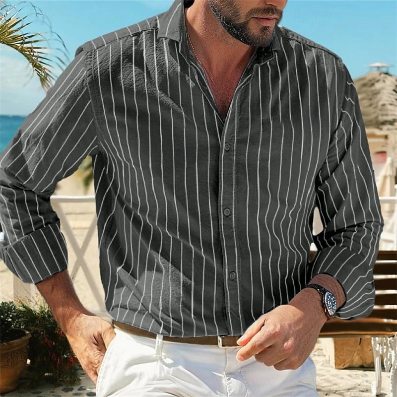 2024 mens long sleeved shirt Hawaiian loose single row spring XS6XL fashionable casual 250227Z