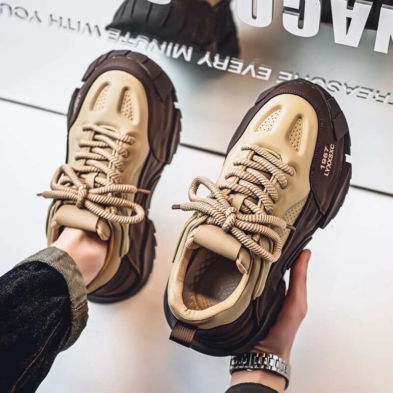 Fashion Clunky Sneaker For Men Design leather Mixed color Platform Men's Running shoes casual sneaker Large size 46