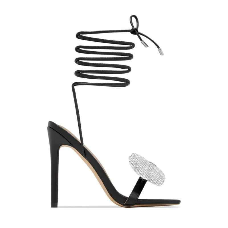 Cross-Tied Designer Fi Crystal Butterfly-knot Women Sandals Pumps Summer Lace-up Square Toe Ladies High Heels Wedding ShoesXJ2500305