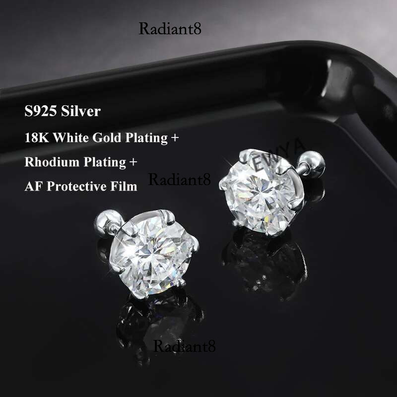 EWYA 0.5-2ct Moissanite Screw Stud D Color Sterg Sier 6 Prong Dia Earrings For Women Wedding Fine Jewelry