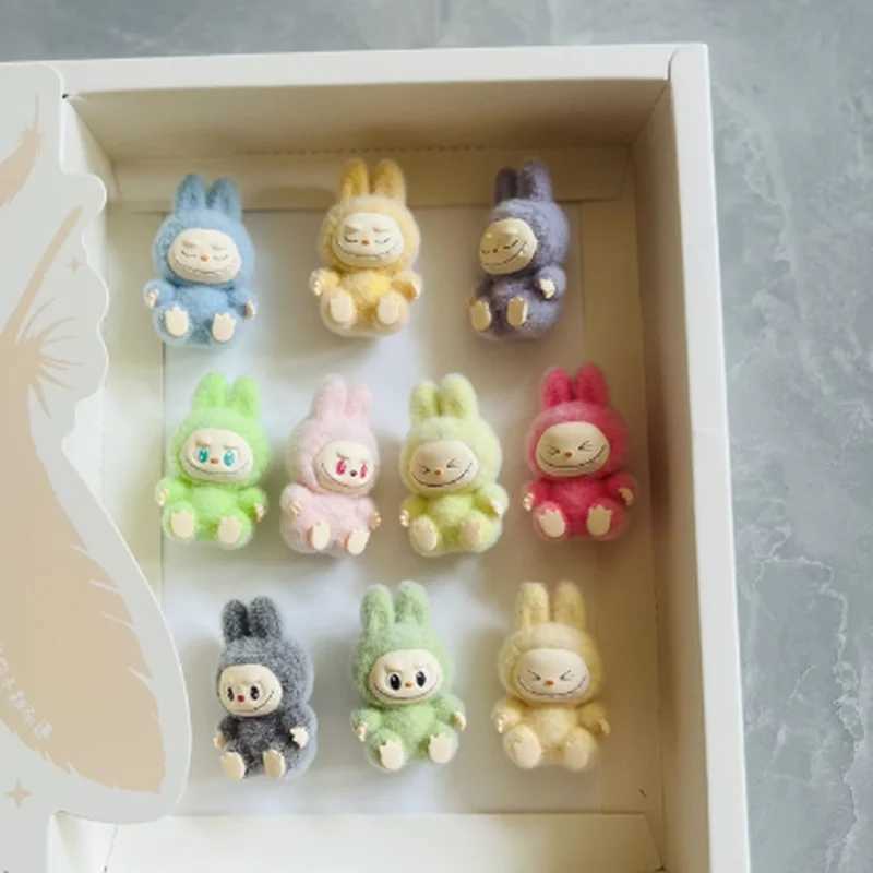 New Mini Labubu Sitting Posture Action Figure Cute Labubu Doll Set Model Collection Decor Ornaments Accessories Girl Kid GiftsT250305