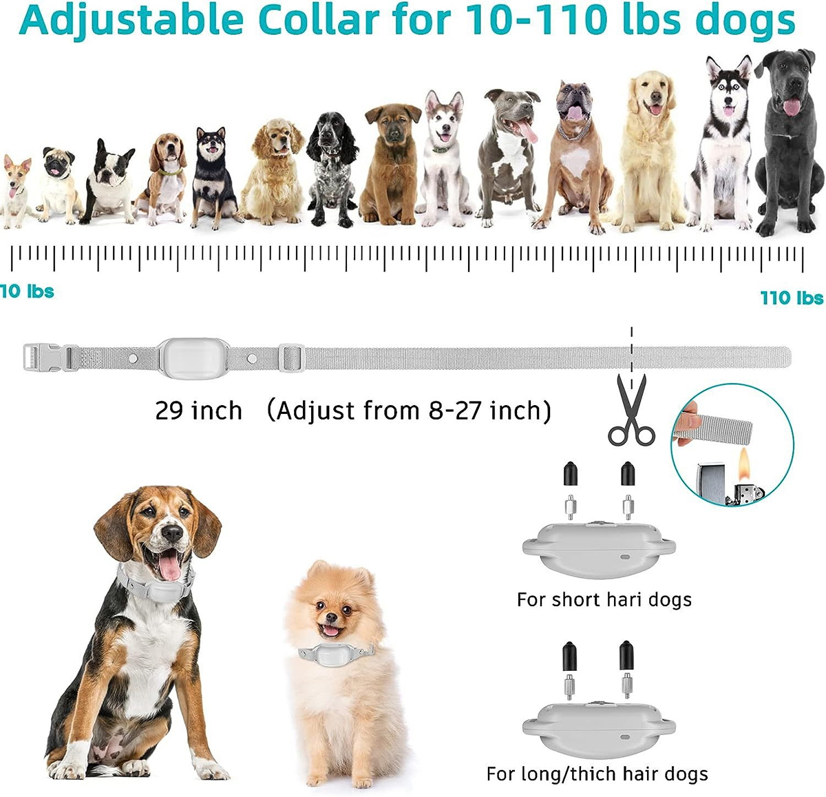 Dog Training Collar Wrap-Around Shock 1000ft Control Distance W/3 Training Modes Beep Vibration Shock Dog Anti-barking Collar