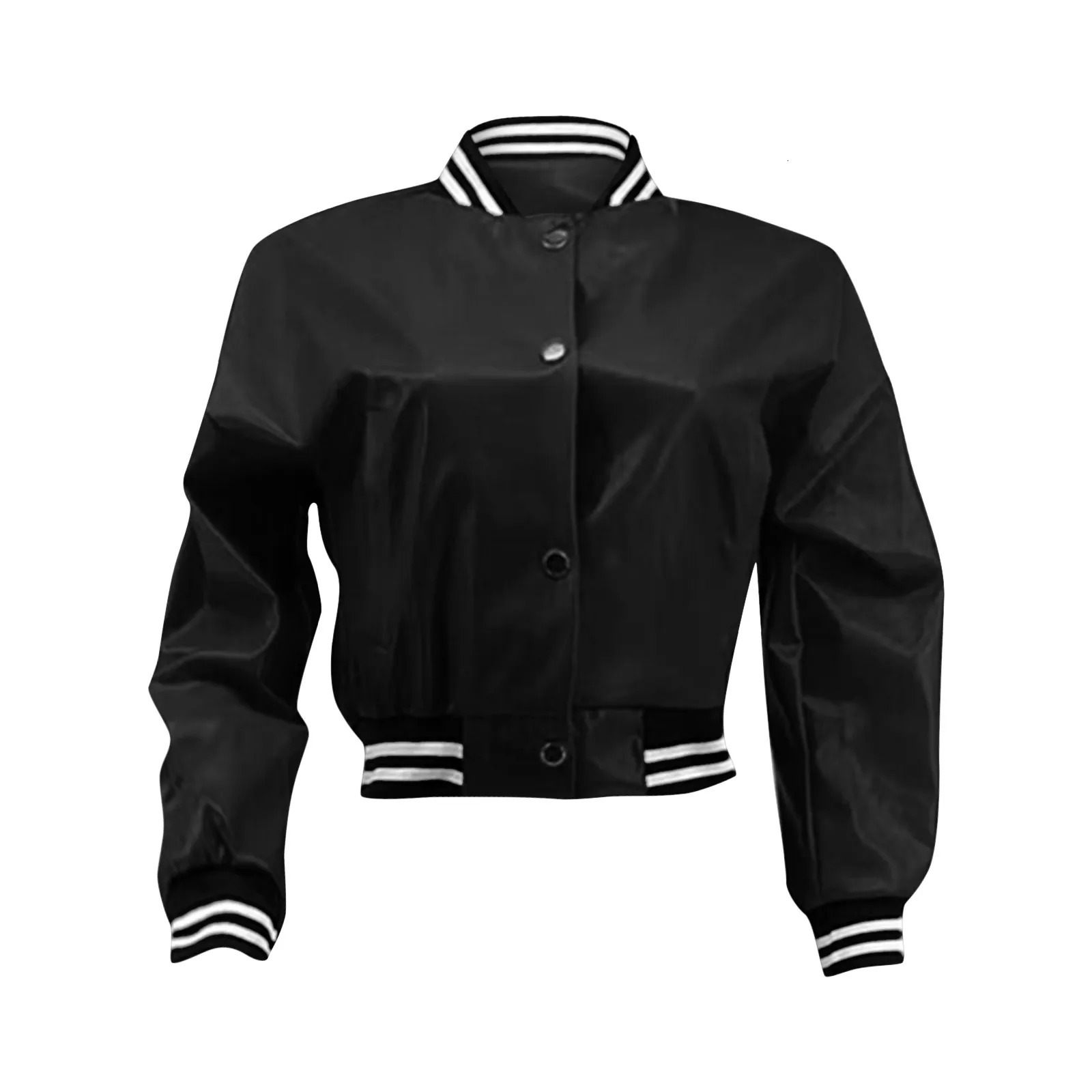 Short Leather Jacket WomenS Jacket Autumn Winter Patchwork Baseball Jacket Loose Zip Up Jacket 250304