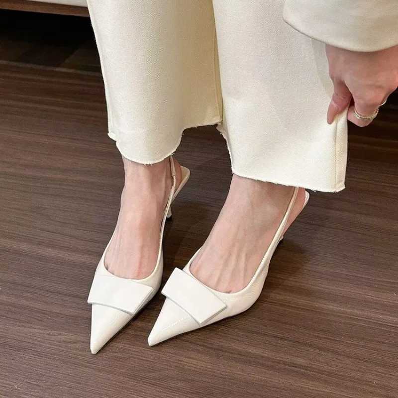 Wens Leather Slippers High H Shoes Party Pumps Wan Summer Sandals Wan High Heel Slingback Sandal Shoes Y250304