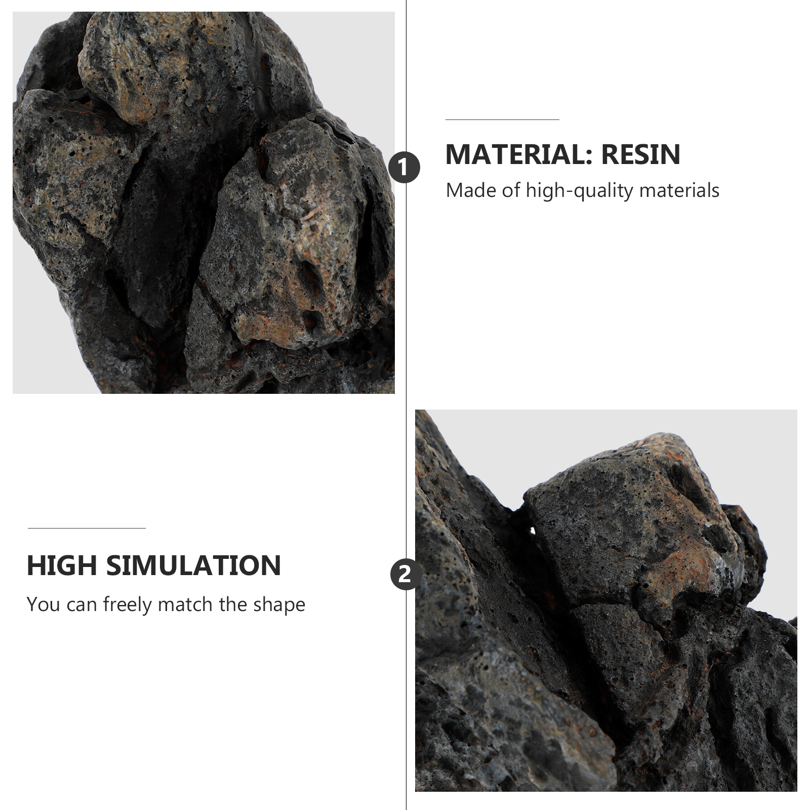 Aquarium Stone Ornaments Fish Tank Decor Realistic Terrarium Plants Resin Landscaping The Rock Glass View