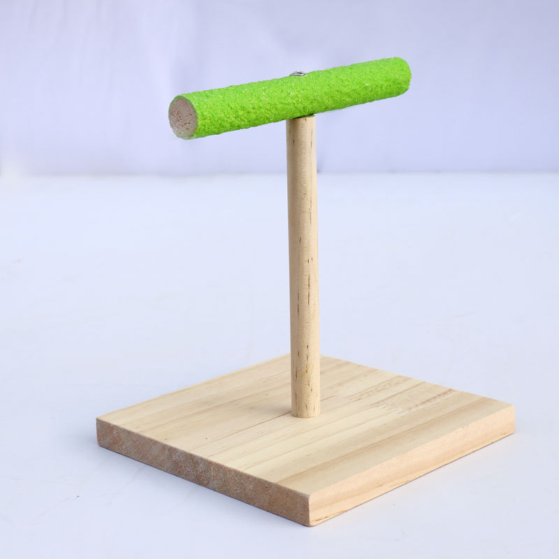 T-Shape Birds Parrots Hardwood Bird Standing Pigeon Perch Parrot Chewing Bird Stick Toys