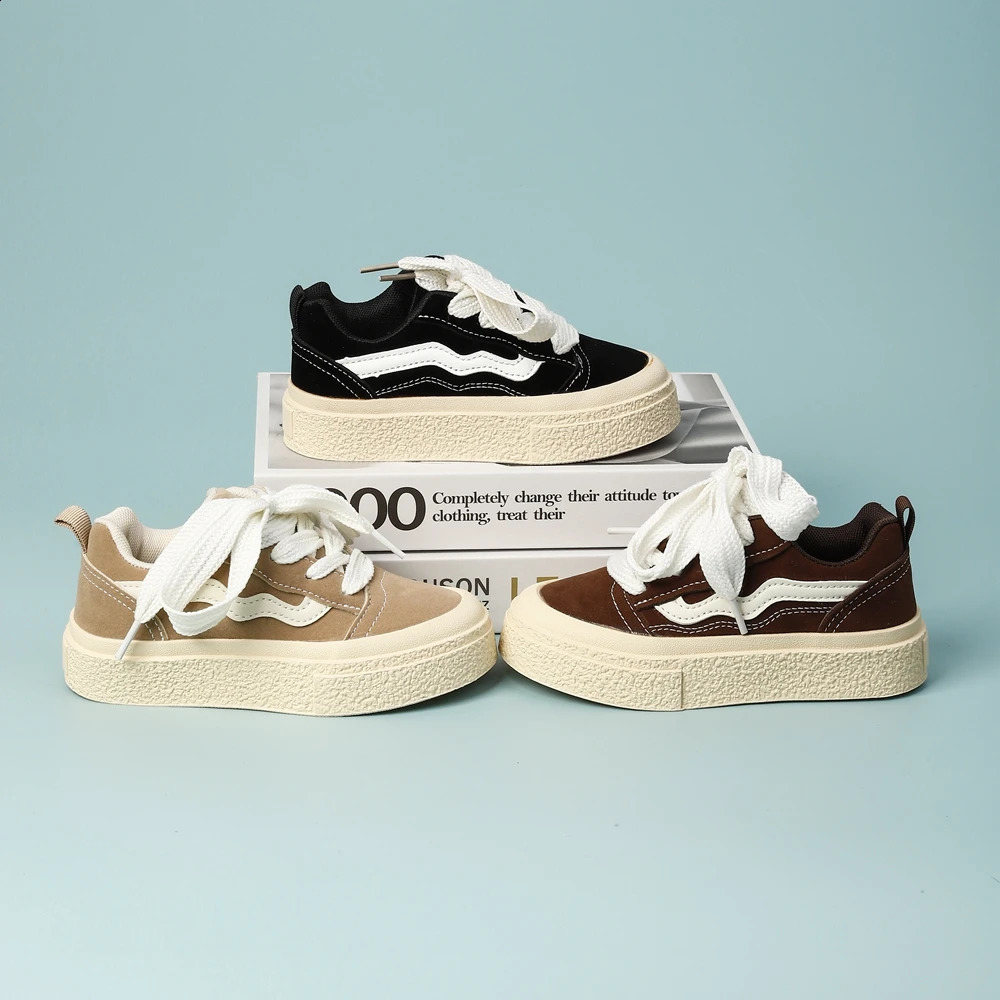 Boys And Girls Canvas Shoes Childrens School Performance Shoes Babys Children Biscuit Bottom Breathable Kids Shoes 250305