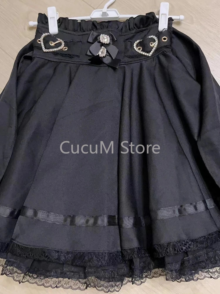 Japanese Kawaii Mini Cake Skirts Womens Jupe Fairy Bandage Lolita High Waist Y2k Aesthetic Sweet Lace Gothic JK Faldas Skirt 250304