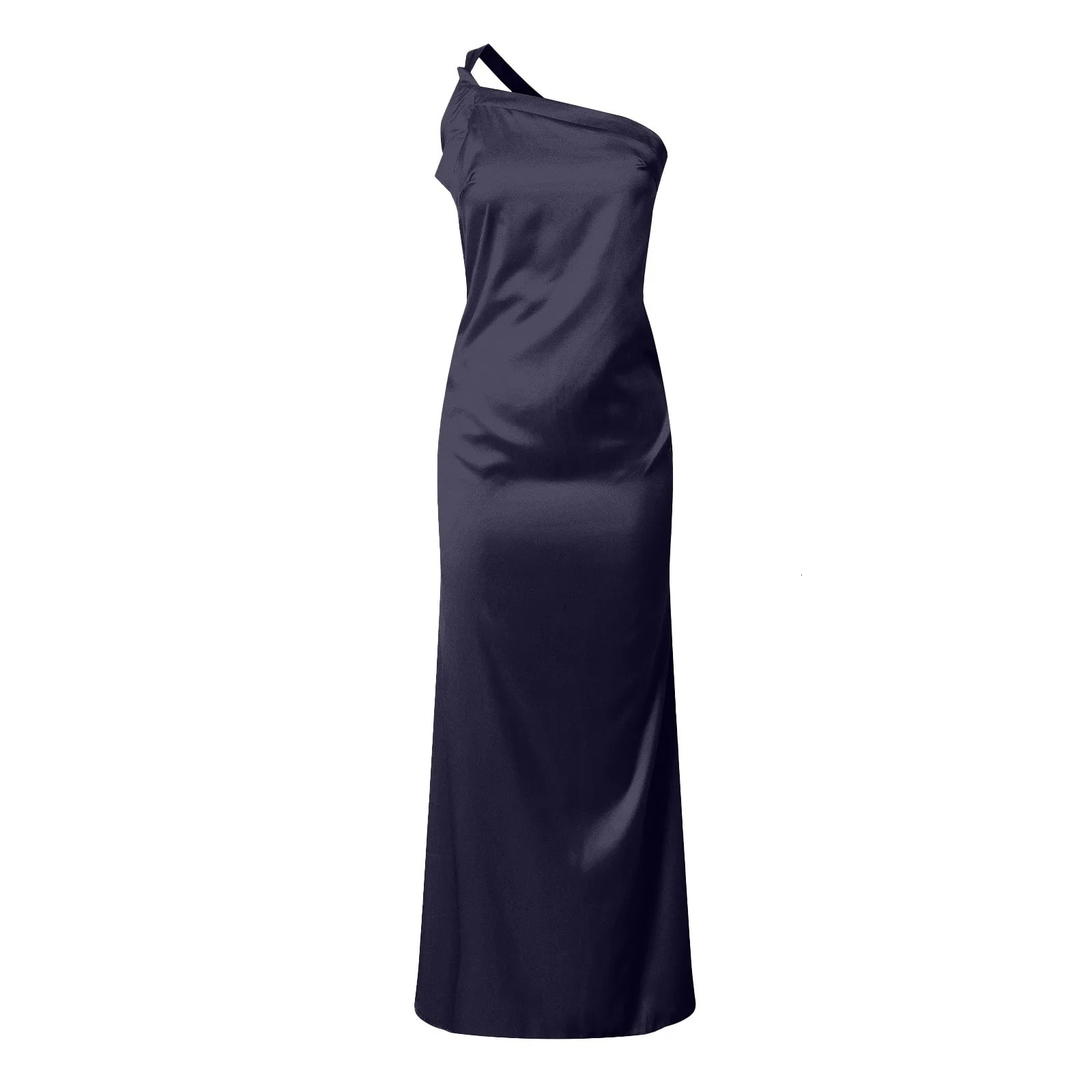 Tie Dye Satin Dres Asymmetric Off Shoulder Midi Dress With Slit Prom Pleated Evening Formal Teenager Party 250304