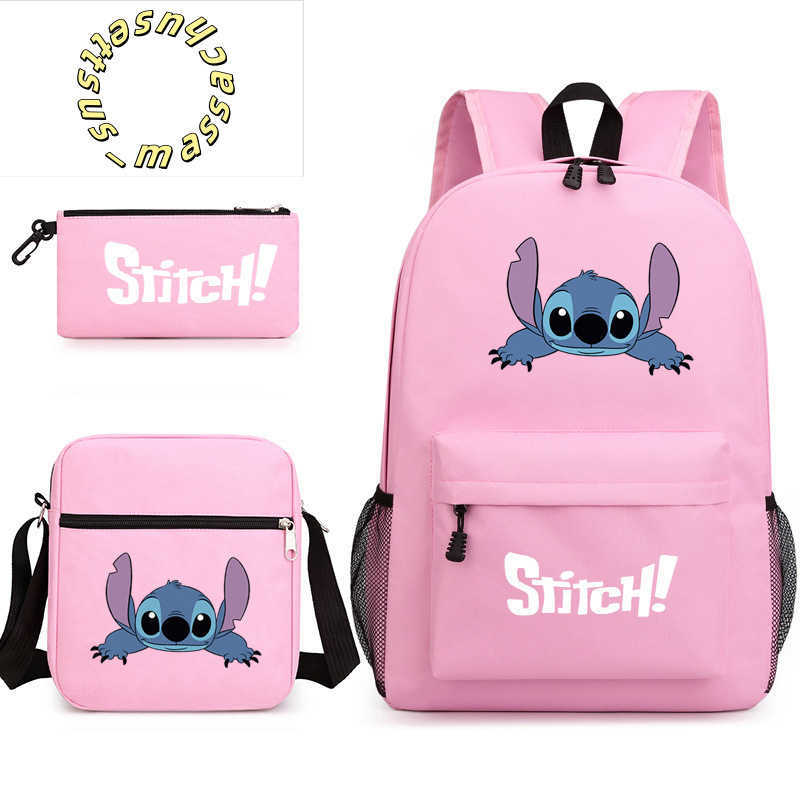 Backpacks Stitch Cartoon Peripheral Printed Schoolbag Three Piece Stitch Pencil Bag One Shoulder Bag Backpack Y250305CERO