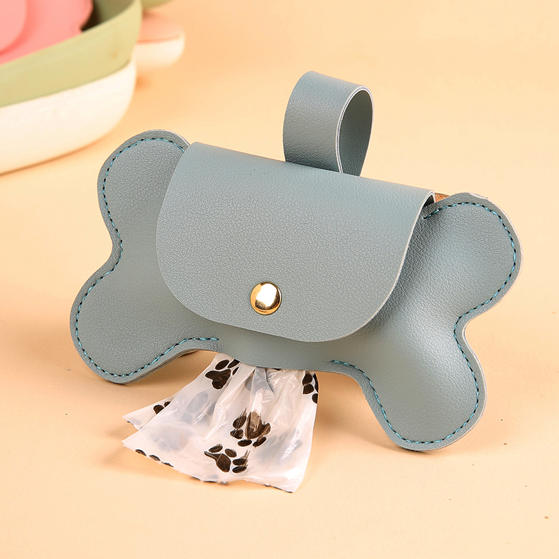 PU Leather Dog Poop Bag Dispenser With Clasp, Portable Waste Bag Holder Organizer For Pet Accessories