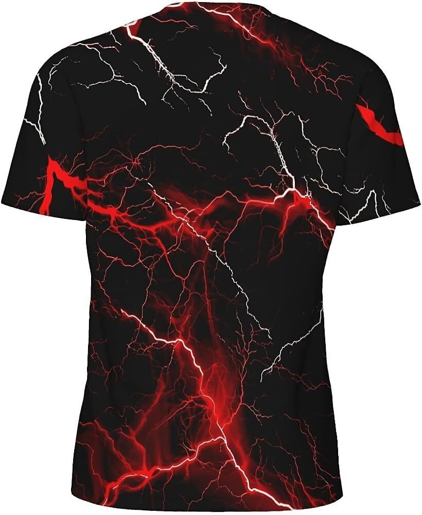Mens T shirt Men's Novelty T-Shirts Graphic 3D Print Short Sleeve Summer T-Shirt Lightning Red tee Casual tops summer clothes