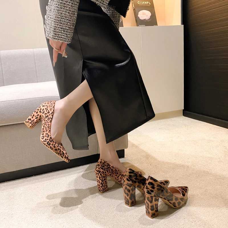 Leopard shoes wen thick h Zapatos Leopard Mujer high heels wen sexy high heels Y250304
