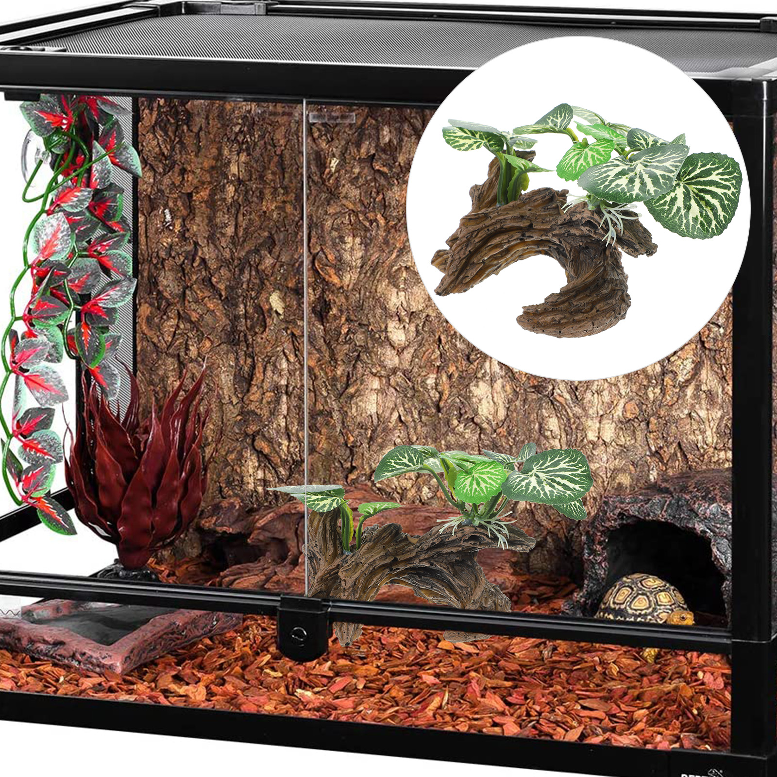Plant Decoration Natural Hiding Places Amphibians Fish Tank Turtle Reptile Plants Resin Terrarium