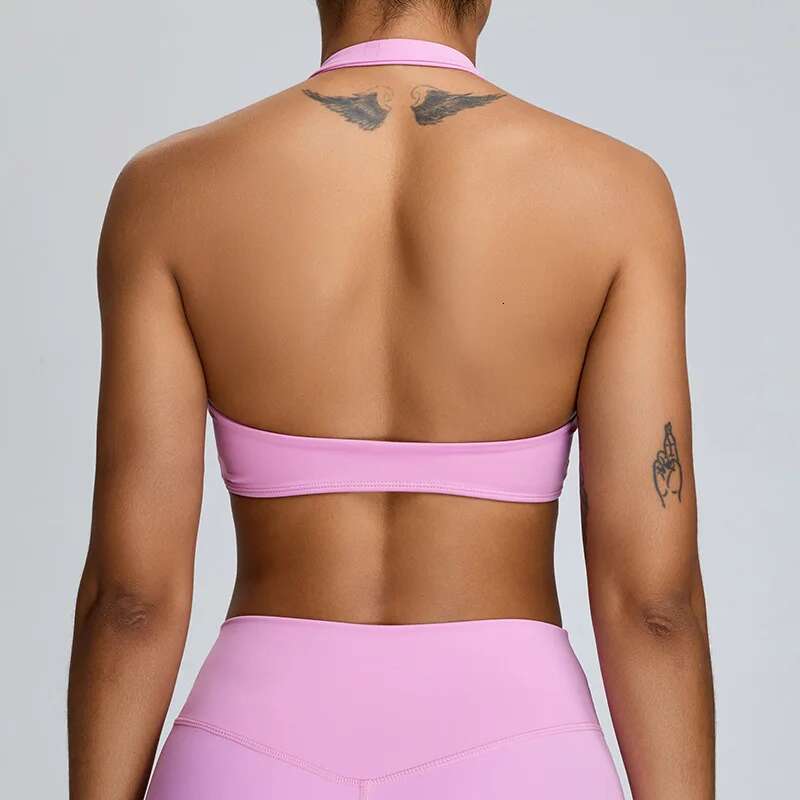 Sports Sexy Women Halter Top High Support Push-Up Open Back Wear Fiess Bras Yoga Workout Underwear Backless Bra Kl-My